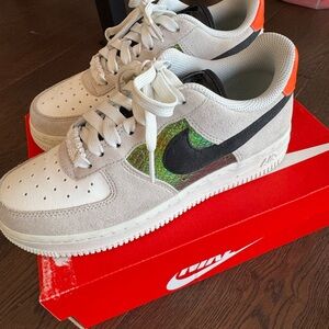 Nike Air Force 1 with Green and Orange Highlights